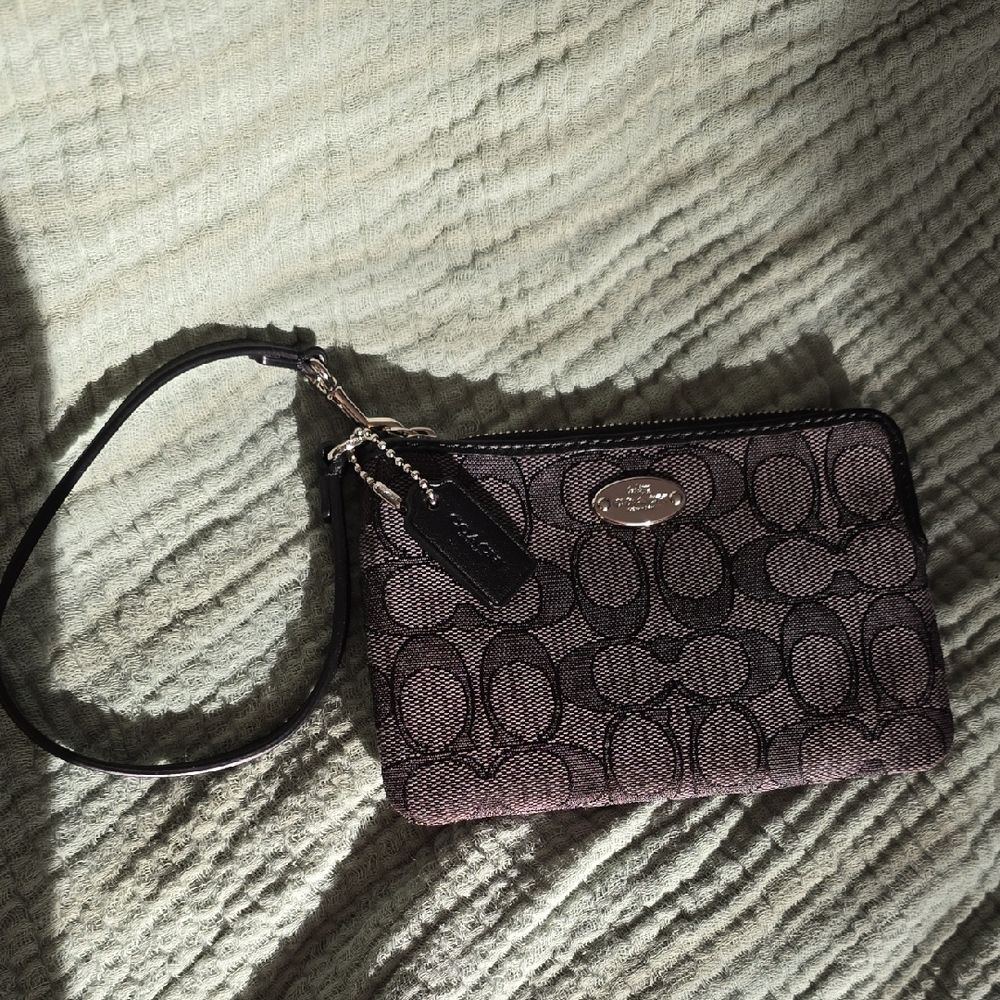 Coach Black and Gray Signature Wristlet, NWOT